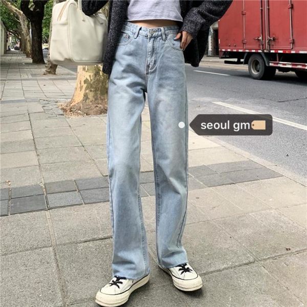 wide leg straight high waist jeans women plus size vintage boyfriend mom denim pants 2021 women's, Blue
wide leg straight high waist jeans women plus size vintage boyfriend mom denim pants 2021 women's, Blue
