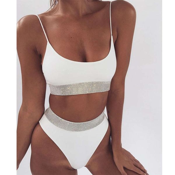 high waist split swimsuit women sequins solid, White;black
high waist split swimsuit women sequins solid, White;black