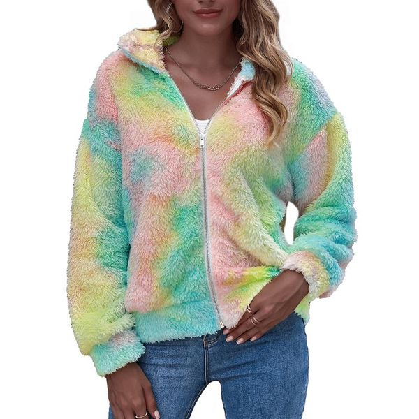 women jacket tie dye long sleeve lapel warm fleece coat casual zipper cardigan short coats fur jackets women's, Black;brown
women jacket tie dye long sleeve lapel warm fleece coat casual zipper cardigan short coats fur jackets women's, Black;brown