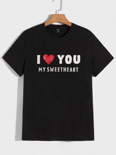men slogan and heart print tee u3vr#, White;black
men slogan and heart print tee u3vr#, White;black