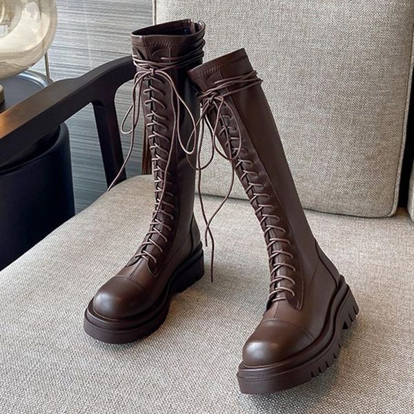 boots winter motorcycle botas female shoes lace-up women's knee high thick bottom platform long woman cross strap, Black
boots winter motorcycle botas female shoes lace-up women's knee high thick bottom platform long woman cross strap, Black