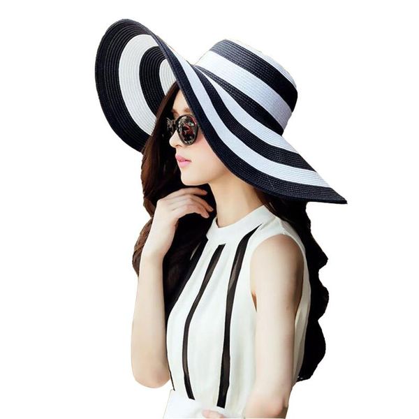 wide brim hats uv protection panama hat summer stripe straw women big beach sun foldable block bone chapeu feminino, Blue;gray
wide brim hats uv protection panama hat summer stripe straw women big beach sun foldable block bone chapeu feminino, Blue;gray