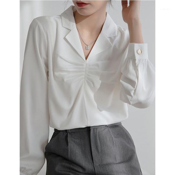 women's blouses & shirts blouse women autumn 2021 office lady korea french style vintage full sleeve solid blusas womens and, White
women's blouses & shirts blouse women autumn 2021 office lady korea french style vintage full sleeve solid blusas womens and, White