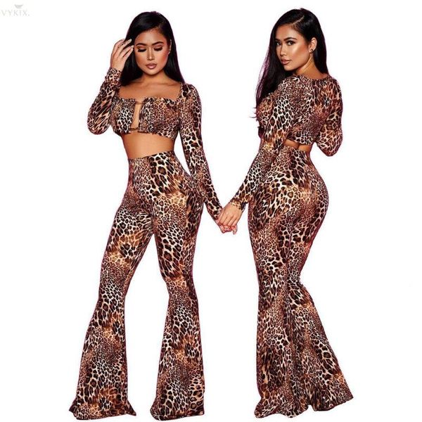 two piece dress spring tracksuit women set leopard print square collar flared pants sets and night club outfits, White
two piece dress spring tracksuit women set leopard print square collar flared pants sets and night club outfits, White