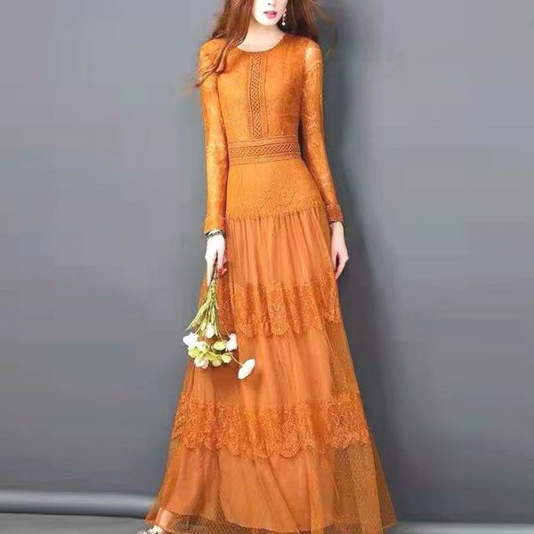 beautiful long dress spring fashion for women elegant party chic gentlewoman knit lace gowns, Black;gray
beautiful long dress spring fashion for women elegant party chic gentlewoman knit lace gowns, Black;gray