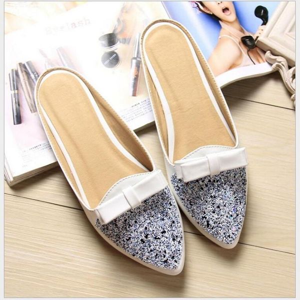 slippers rushiman women bow pu leather sandals pointed toe flat spring summer with lazy ladies shoes, Black
slippers rushiman women bow pu leather sandals pointed toe flat spring summer with lazy ladies shoes, Black