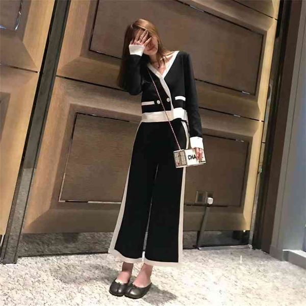 legant v neck long-sleeved loose knitted sweater crop wide-leg ankle-length pants women's spring casual knitting suits 210522, White
legant v neck long-sleeved loose knitted sweater crop wide-leg ankle-length pants women's spring casual knitting suits 210522, White