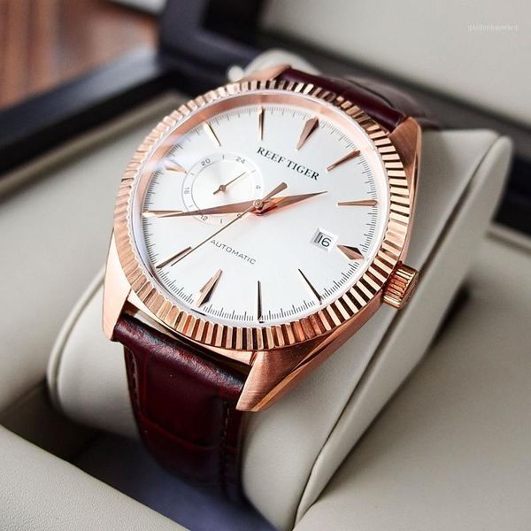 reef tiger/rt mens watch automatic dress watches genuine leather strap waterproof relogio masculino rga1616 wristwatches, Slivery;brown
reef tiger/rt mens watch automatic dress watches genuine leather strap waterproof relogio masculino rga1616 wristwatches, Slivery;brown