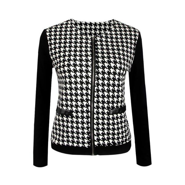 women's jackets spring and autumn retro houndstooth mosaic long sleeve slim jacket collarless neutral ol casual clothing, Black;brown
women's jackets spring and autumn retro houndstooth mosaic long sleeve slim jacket collarless neutral ol casual clothing, Black;brown