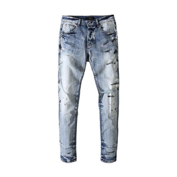 men's jeans high street with splashed ink ripped holes slim-fit knife-cut slim fashion brand hip hop, Blue
men's jeans high street with splashed ink ripped holes slim-fit knife-cut slim fashion brand hip hop, Blue