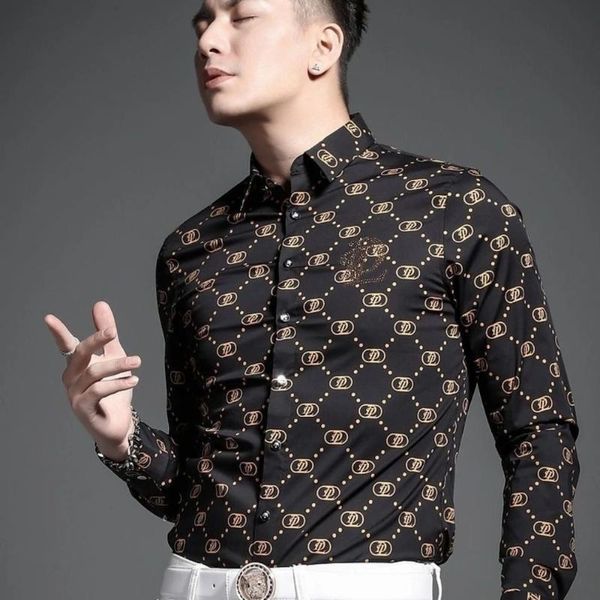 men's casual shirts high-end plaid long-sleeved shirt, slim-fit lapel printed pattern shirt clothes button down, White;black
men's casual shirts high-end plaid long-sleeved shirt, slim-fit lapel printed pattern shirt clothes button down, White;black