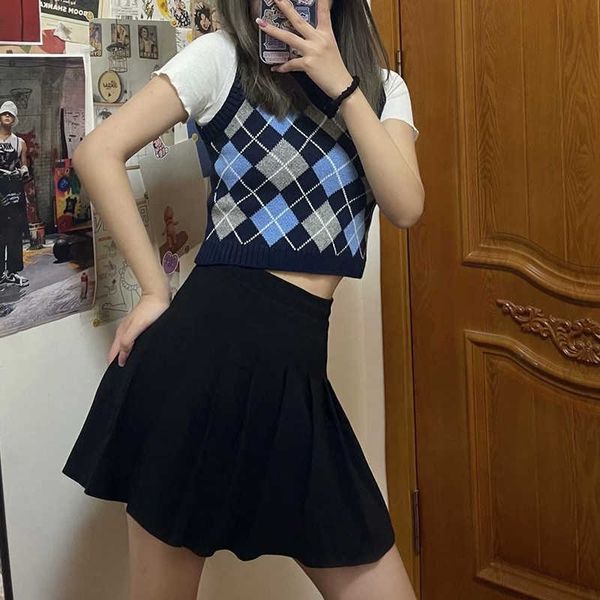 vest sweater pullover fashion diamond lattice british young student women vest casual chic street 210601, Black;white
vest sweater pullover fashion diamond lattice british young student women vest casual chic street 210601, Black;white
