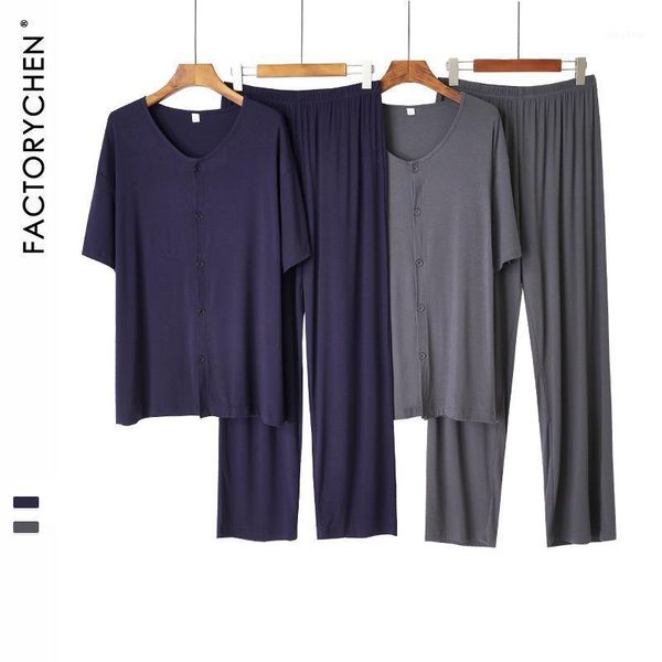 men's sleepwear 2021 pajamas summer autumn knitting modal cotton short-sleeved trousers cardigan simple home service suit, Black;brown
men's sleepwear 2021 pajamas summer autumn knitting modal cotton short-sleeved trousers cardigan simple home service suit, Black;brown