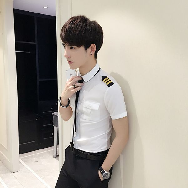 men's hairstylist slim fit and less uniform male model performance nightclub ktv bar white short sleeve shirt, White;black
men's hairstylist slim fit and less uniform male model performance nightclub ktv bar white short sleeve shirt, White;black