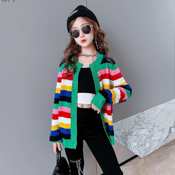 pullover colorful striped sweater for girls autumn cotton fashion multicolor button cardigan knitted coats big children clothes, Blue
pullover colorful striped sweater for girls autumn cotton fashion multicolor button cardigan knitted coats big children clothes, Blue