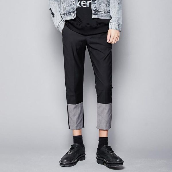 men's suits & blazers male black original menswear stitching slim-fit small feet cropped suit pants british tapered trousers, White;black
men's suits & blazers male black original menswear stitching slim-fit small feet cropped suit pants british tapered trousers, White;black