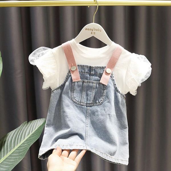 girl baby style strap set dresses kids clothing suit mesh stitching denim for children shirt summer, Red;yellow
girl baby style strap set dresses kids clothing suit mesh stitching denim for children shirt summer, Red;yellow