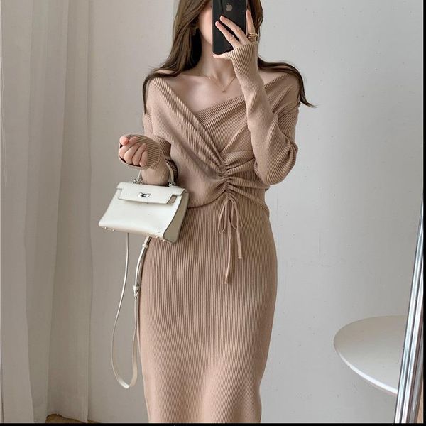 one piece knitted sweater women dress autumn drawstring bodycon korean slim, Black;gray
one piece knitted sweater women dress autumn drawstring bodycon korean slim, Black;gray