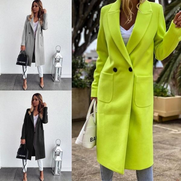 women's wool & blends women autumn winter long sleeves tailored collar woolen coat solid color double-breasted slim overcoat streetwear, Black
women's wool & blends women autumn winter long sleeves tailored collar woolen coat solid color double-breasted slim overcoat streetwear, Black
