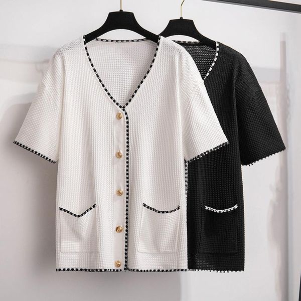 plus size t-shirt houzhou summer women clothing elegant blouse white casual knitted korean style loose large oversize short, Black
plus size t-shirt houzhou summer women clothing elegant blouse white casual knitted korean style loose large oversize short, Black