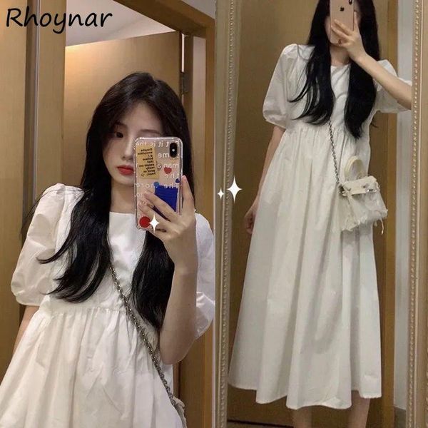 party dresses women solid puff sleeve loose all-match casual french style lovely students lady summer comfortable basic simple fashion, White;black
party dresses women solid puff sleeve loose all-match casual french style lovely students lady summer comfortable basic simple fashion, White;black