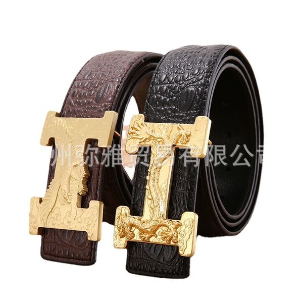 h men's belt pure copper i-shape smooth buckle crocodile leather business leisure young people, Black;brown
h men's belt pure copper i-shape smooth buckle crocodile leather business leisure young people, Black;brown