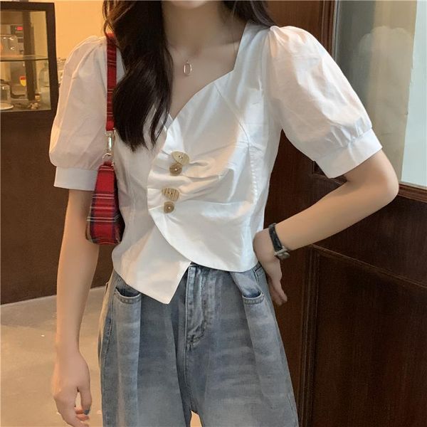 women's blouses & shirts summer kawali elegant blouse women puff sleeve button designer chiffon shirt female casual sweet korean 2, White
women's blouses & shirts summer kawali elegant blouse women puff sleeve button designer chiffon shirt female casual sweet korean 2, White