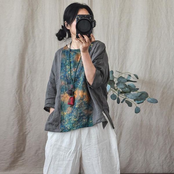 women's blouses & shirts women summer linen ramie patchwork print blouse ladies vintage loose shirt female 2021 spliced, White
women's blouses & shirts women summer linen ramie patchwork print blouse ladies vintage loose shirt female 2021 spliced, White
