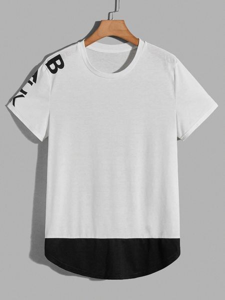 men letter graphic curved hem tee x1mx#, White;black
men letter graphic curved hem tee x1mx#, White;black