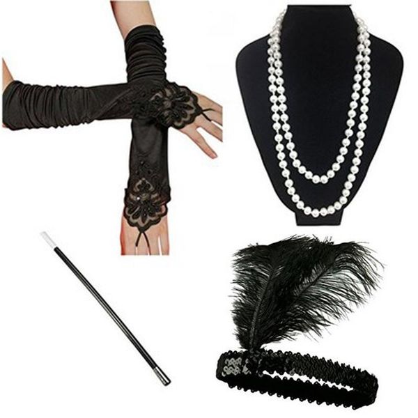 party masks 1920s accessories headband necklace gloves cigarette holder flapper costume set for women
party masks 1920s accessories headband necklace gloves cigarette holder flapper costume set for women
