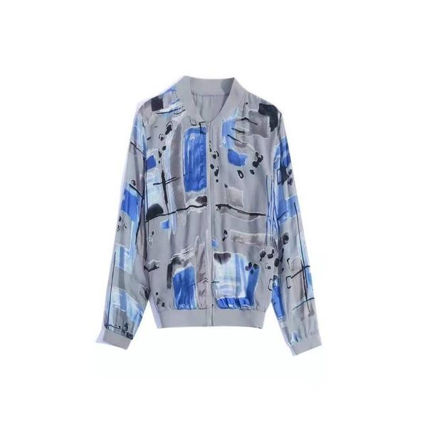 women's jackets european and american wear for spring 2021 long sleeve zipper with round neck geometric print fashion silk coat, Black;brown
women's jackets european and american wear for spring 2021 long sleeve zipper with round neck geometric print fashion silk coat, Black;brown