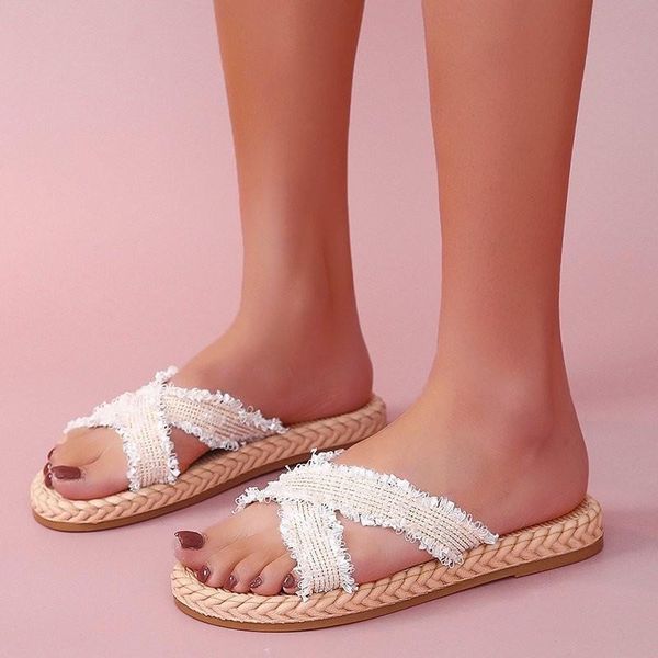 slippers 2021 summer woven women flat heels beach shoes woman casual slides outdoor 35-40, Black 
slippers 2021 summer woven women flat heels beach shoes woman casual slides outdoor 35-40, Black