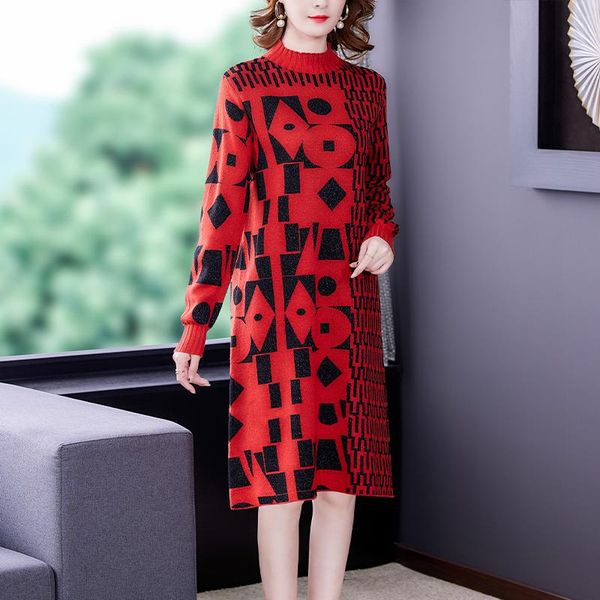 casual dresses autumn winter red print wool sweater midi dress women elegant bodycon sweaters&jumpers 2021 vintage knitted tultleneck pullov, Black;gray
casual dresses autumn winter red print wool sweater midi dress women elegant bodycon sweaters&jumpers 2021 vintage knitted tultleneck pullov, Black;gray