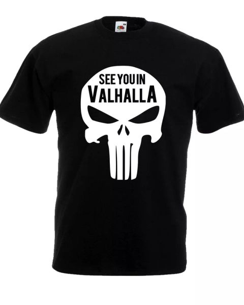 t-shirt see you in valhalla funny viking skull tattoo black-white cotton, White;black
t-shirt see you in valhalla funny viking skull tattoo black-white cotton, White;black