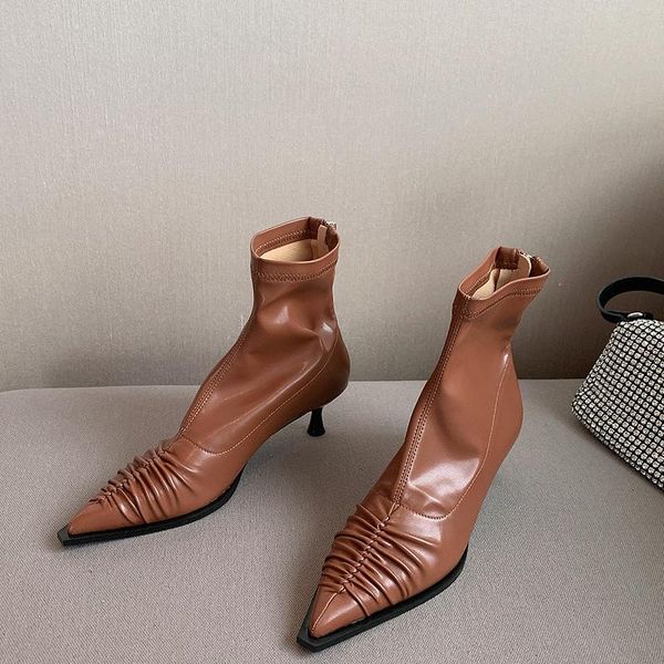 boots women pointed toe pleated med heels design short ankle korean style 2021 autumn modern ladies female shoes, Black
boots women pointed toe pleated med heels design short ankle korean style 2021 autumn modern ladies female shoes, Black