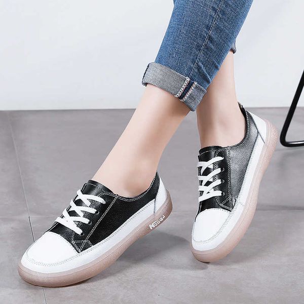 sneakers women genuine leather women's sneakers casual shoes female ballet flats lace up white sneakers female y0907, Black
sneakers women genuine leather women's sneakers casual shoes female ballet flats lace up white sneakers female y0907, Black