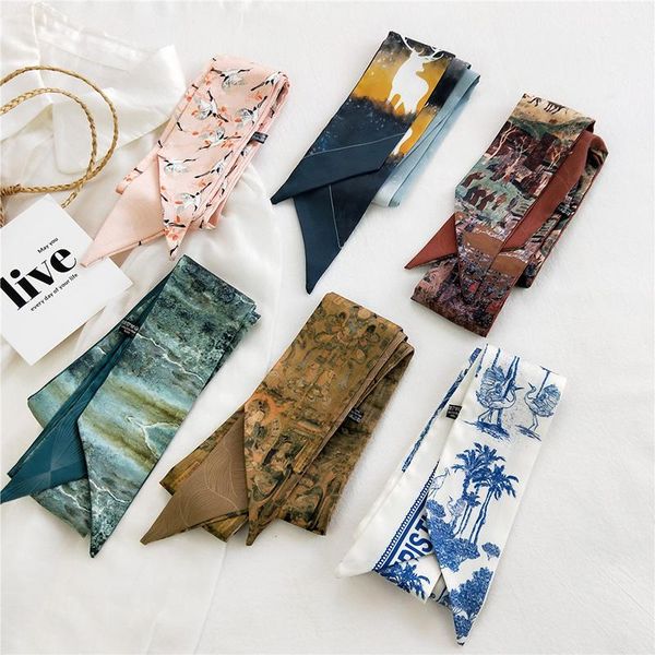 scarves women silk skinny scarf multi-function small soft narrow neckerchief neck foulard hair diy bag accessories 2021, Blue;gray
scarves women silk skinny scarf multi-function small soft narrow neckerchief neck foulard hair diy bag accessories 2021, Blue;gray