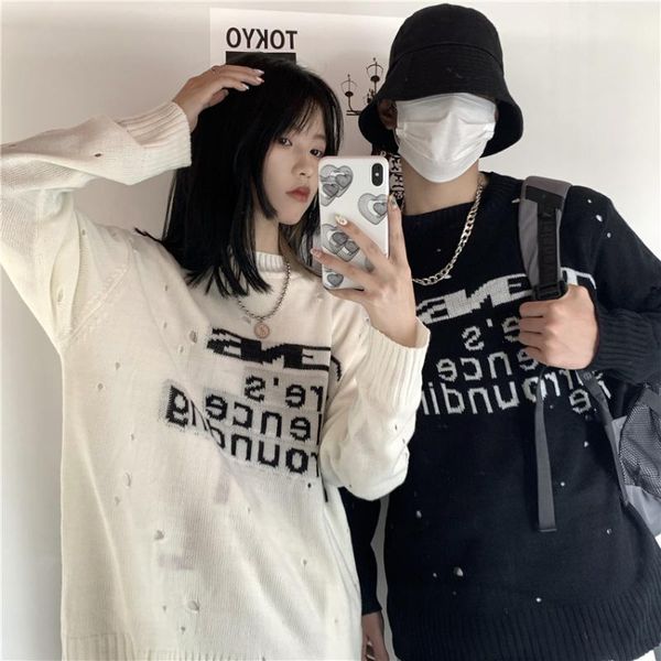 women's sweaters ripped knitted for women autumn fashionable couple clothes letter printing loose lazy style plus size pullovers, White;black
women's sweaters ripped knitted for women autumn fashionable couple clothes letter printing loose lazy style plus size pullovers, White;black