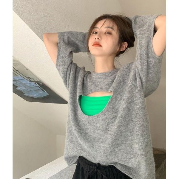 women's sweaters 2021 autumn casual fashion set ripped knitted sling letter printed t-shirt three-piece rac, White;black
women's sweaters 2021 autumn casual fashion set ripped knitted sling letter printed t-shirt three-piece rac, White;black