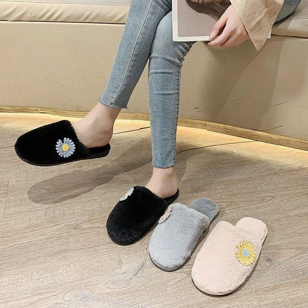 spring autumn winter style plush slipper women's home closed-toe flat plus velvet cotton slippers small daisy w, Black
spring autumn winter style plush slipper women's home closed-toe flat plus velvet cotton slippers small daisy w, Black