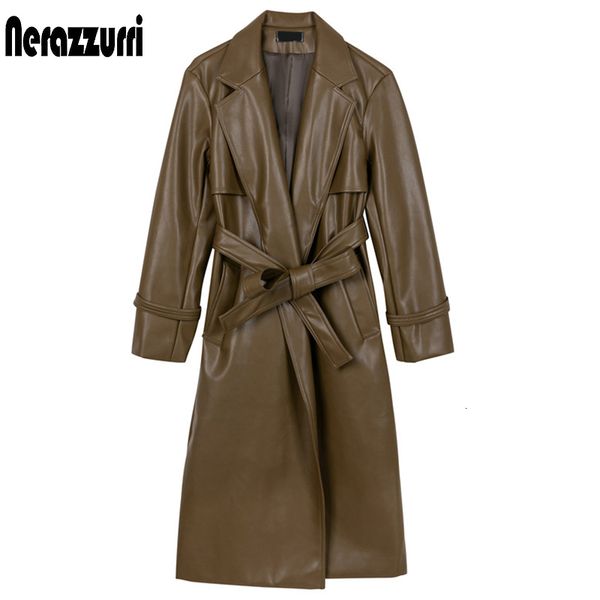 nerazzurri autumn oversized trench coat for long sleeve sashes loose faux leather coats women fashion 201120, Black
nerazzurri autumn oversized trench coat for long sleeve sashes loose faux leather coats women fashion 201120, Black