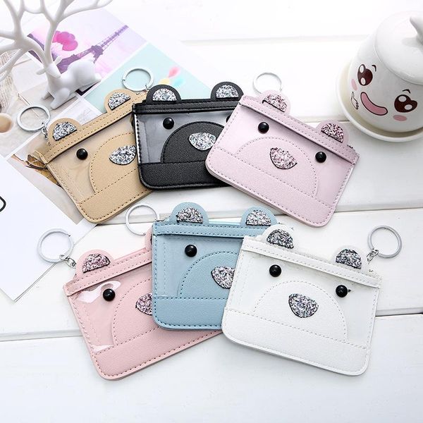 fashion female cartoon bear card holder slim zipper coin purse girls cute glitter mini purses with key ring, White
fashion female cartoon bear card holder slim zipper coin purse girls cute glitter mini purses with key ring, White