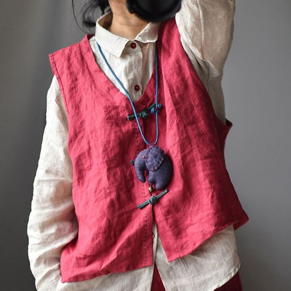 johnature cotton linen retro plate buckle v-neck all-match cardigan vest autumn loose comfortable women 6 color vest 210521, White
johnature cotton linen retro plate buckle v-neck all-match cardigan vest autumn loose comfortable women 6 color vest 210521, White