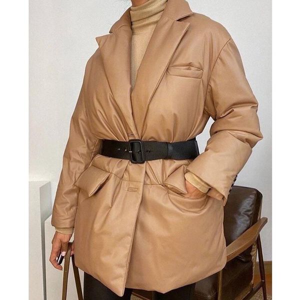 women's down & parkas split women fashion khaki single breasted thick coats elegant pu notched cotton jackets female ladies, Black
women's down & parkas split women fashion khaki single breasted thick coats elegant pu notched cotton jackets female ladies, Black