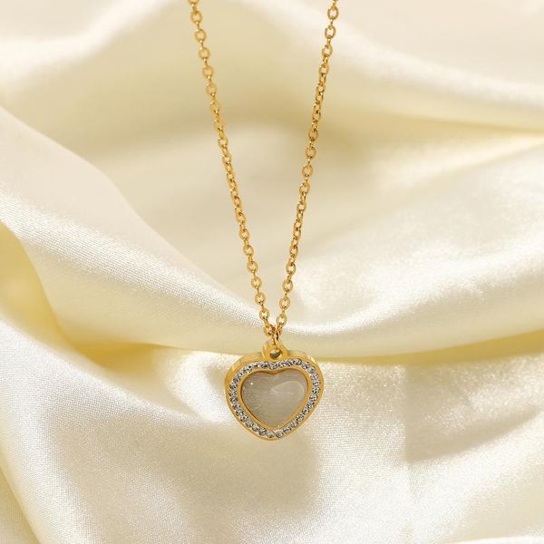 chains custom opal natural stone jewelry stainless steel necklace 18k gold plated clavicle chain zircon peach heart pendant necklaces, Silver
chains custom opal natural stone jewelry stainless steel necklace 18k gold plated clavicle chain zircon peach heart pendant necklaces, Silver