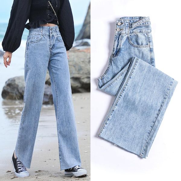 women's jeans women pants leisure loose high waist vintage wide leg jean korean style all-match simple full-length, Blue
women's jeans women pants leisure loose high waist vintage wide leg jean korean style all-match simple full-length, Blue