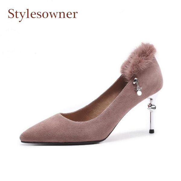 stylesowner elegant lady pointed toe shallow mouth pumps women back fur decor pearl metal stiletto heel party shoes mujer zapato dress, Black
stylesowner elegant lady pointed toe shallow mouth pumps women back fur decor pearl metal stiletto heel party shoes mujer zapato dress, Black
