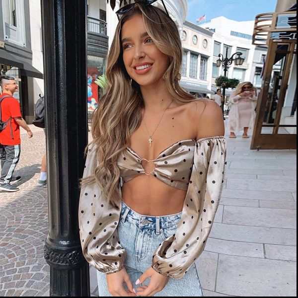 elegant off shoulder puff sleeve womens tanks polka dot shirts short bra evening party club wear streetwear, White
elegant off shoulder puff sleeve womens tanks polka dot shirts short bra evening party club wear streetwear, White