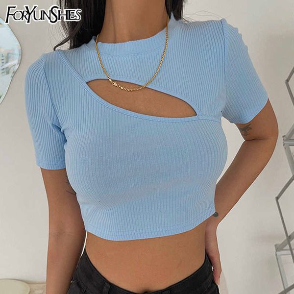 summer ribbed cut out t shirts crop women o neck short sleeve slim stretch tshirt casual skinny tee clothes 210709, White
summer ribbed cut out t shirts crop women o neck short sleeve slim stretch tshirt casual skinny tee clothes 210709, White
