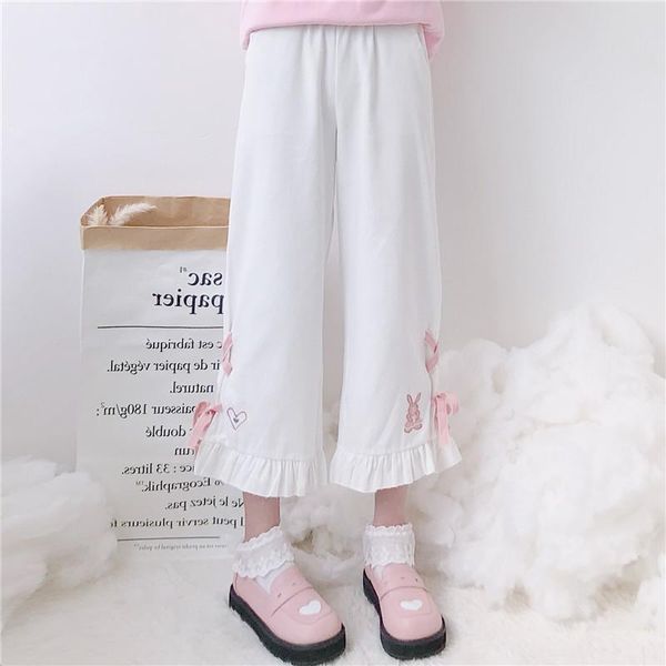 women's pants & capris women autumn japanese kawaii embroidery straight-legged high-waist wide-leg trousers casual cute lace-up loose s, Black;white
women's pants & capris women autumn japanese kawaii embroidery straight-legged high-waist wide-leg trousers casual cute lace-up loose s, Black;white